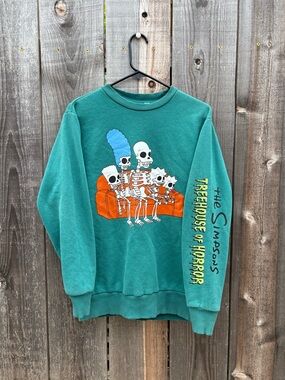 The Simpsons Treehouse of Horror Crew Graphic Sweatshirt - Teal